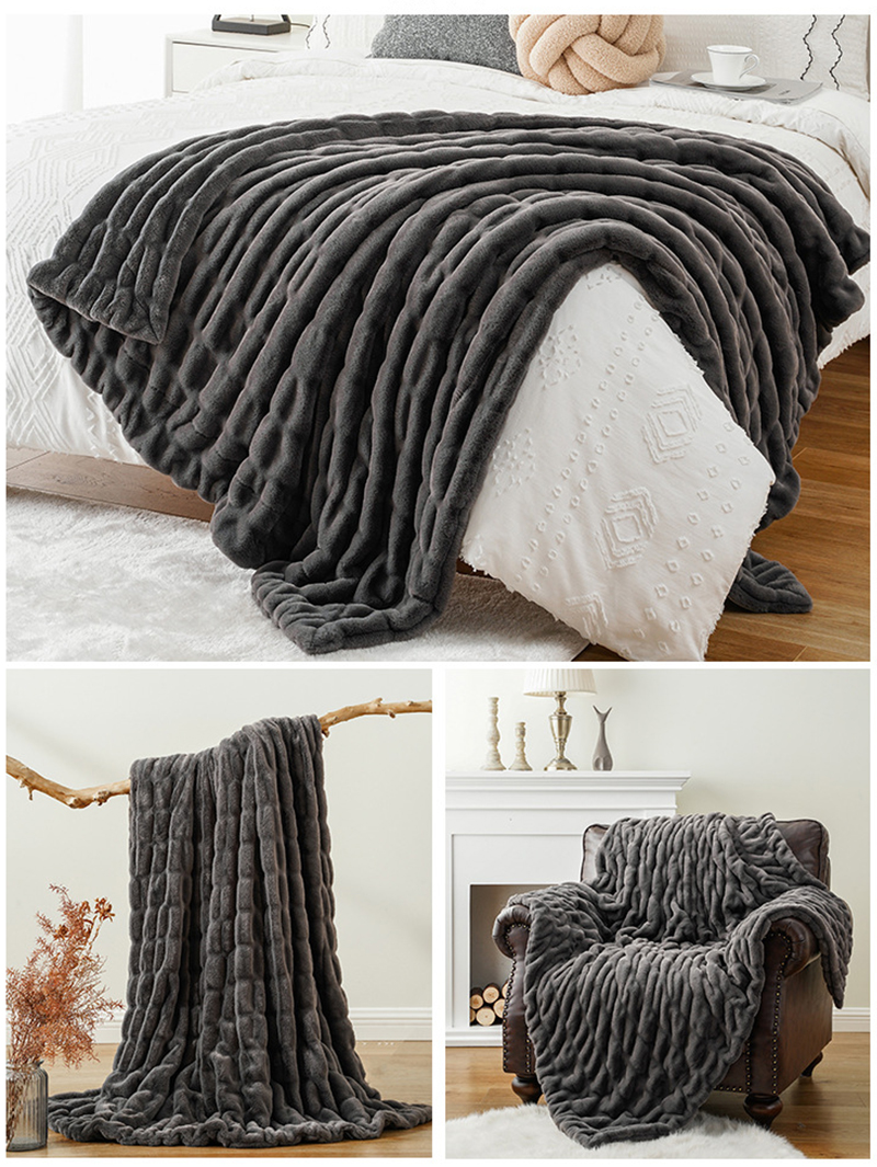 Double-sided Ripple Faux Fur Blanket 