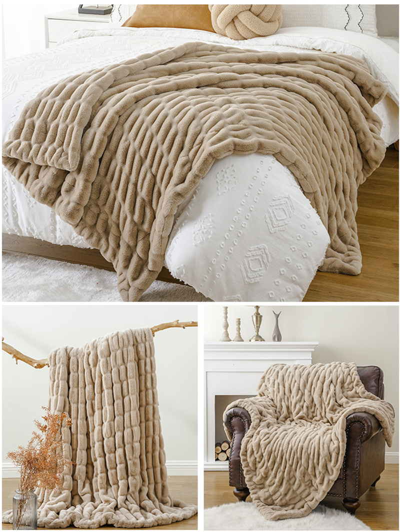 Double-sided Ripple Faux Fur Blanket 
