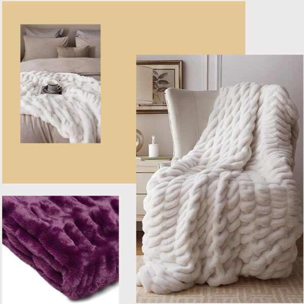 Ruched Faux Fur Blanket