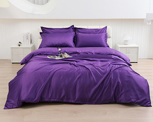 satin bed sheets purple