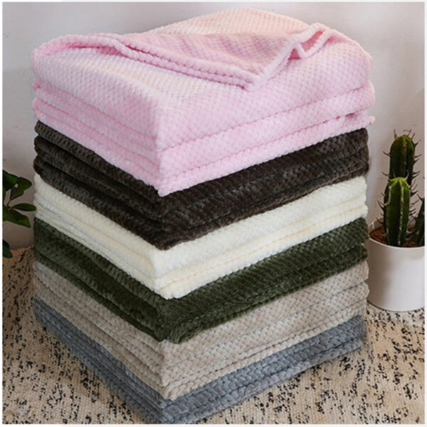 Jacquard Weave Waffle Pattern Fleece Blankets - Image 4