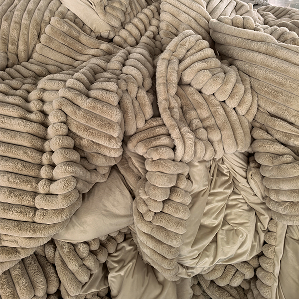 stripped faux fur velvet backing blankets