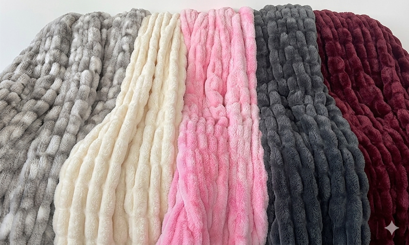 tie-dye ruched faux fur blanket from Ecozymat