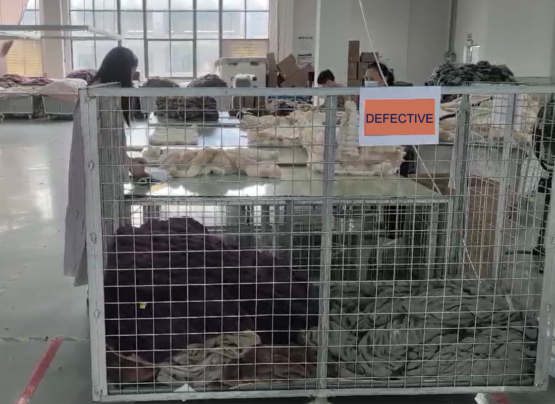 quality control inspection for faux fur blankets